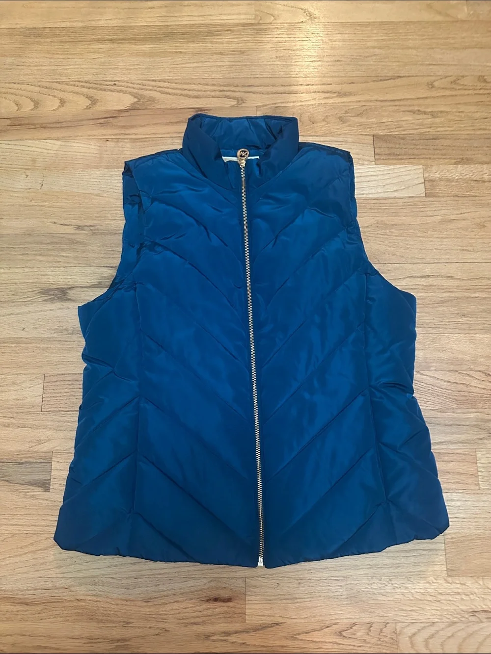 Blue Quilted Michael Kors Large Women's Puffer Vest - Sleeveless Jacket